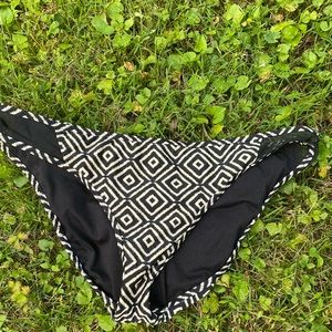Black and Cream Patterned Bikini Bottom